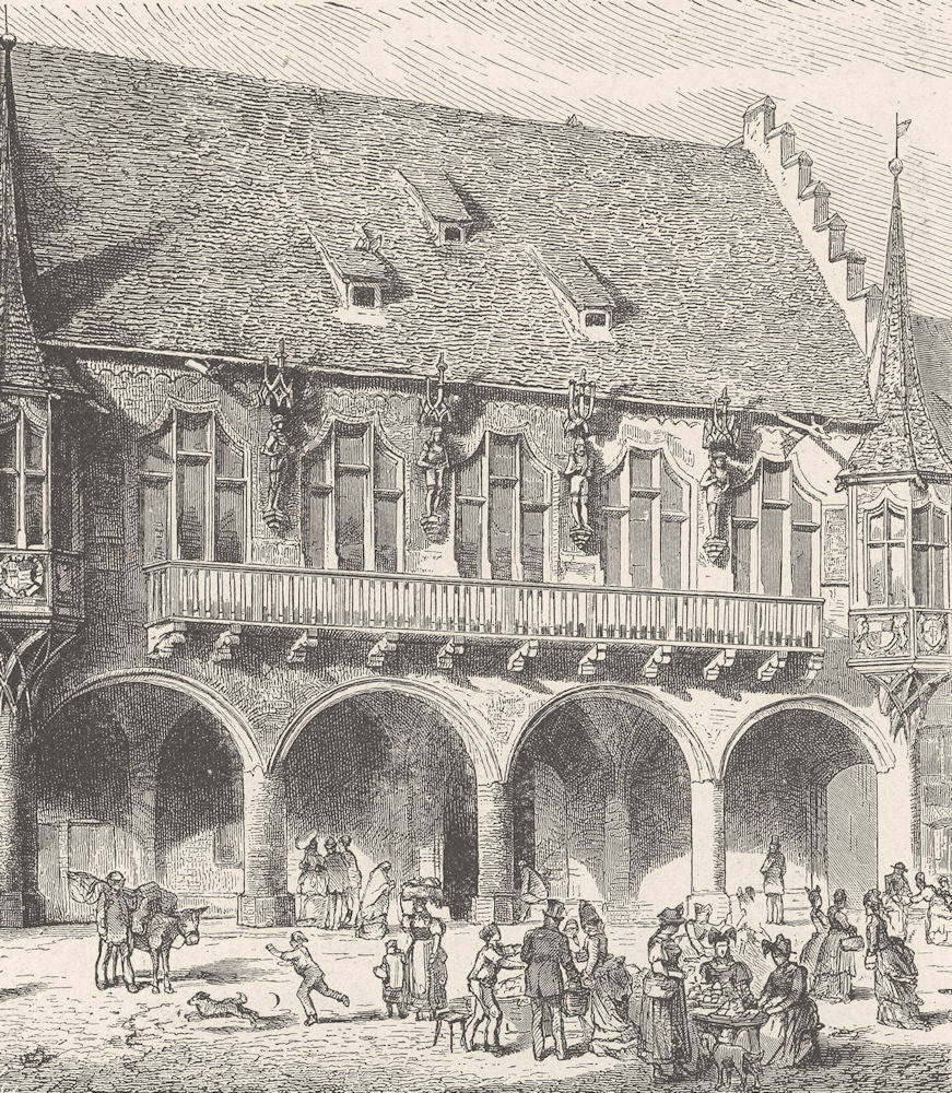 GERMANY. Town Hall, Freiburg 1903 old antique vintage print picture